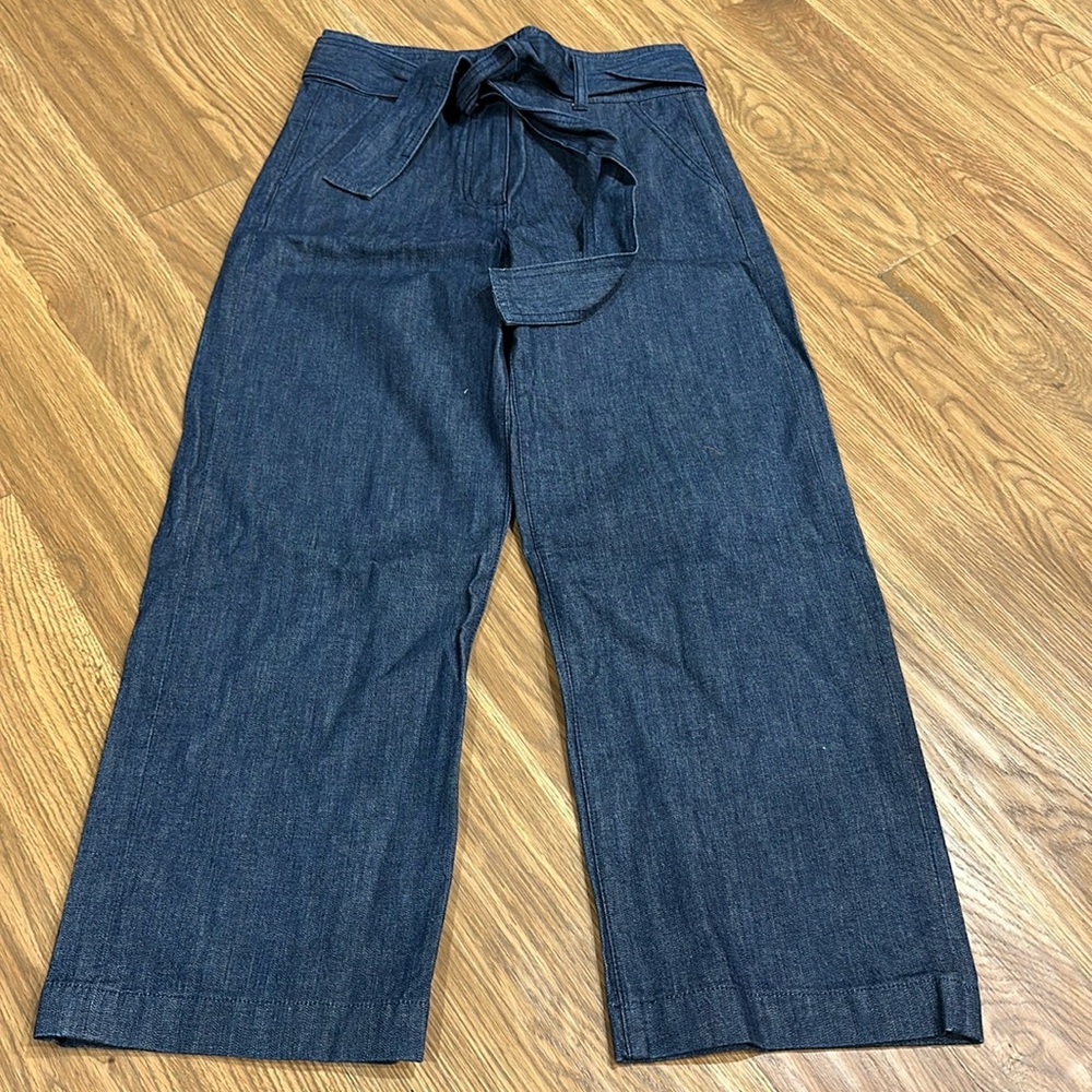 Brand new J Crew slim wide leg jeans! Cute tie belt waist